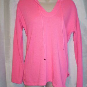 LILLY PULITZER PINK FRENCH TERRY V NECK  LIGHTWEIGHT HOODIE SZ XS